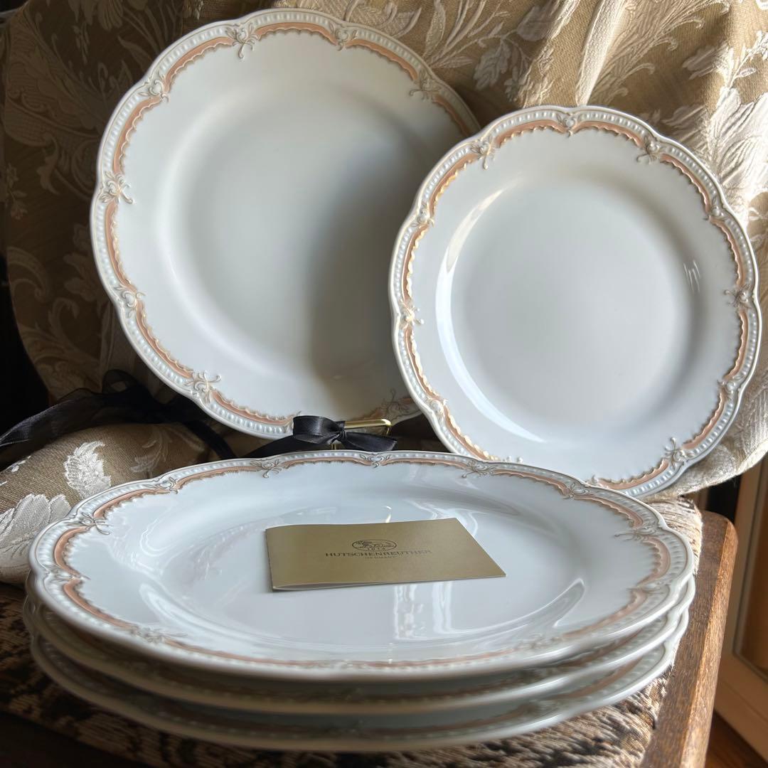 新品ドイツ製 HUTSCHENREUTHER ペールピーチ美しいディナー皿 5枚
