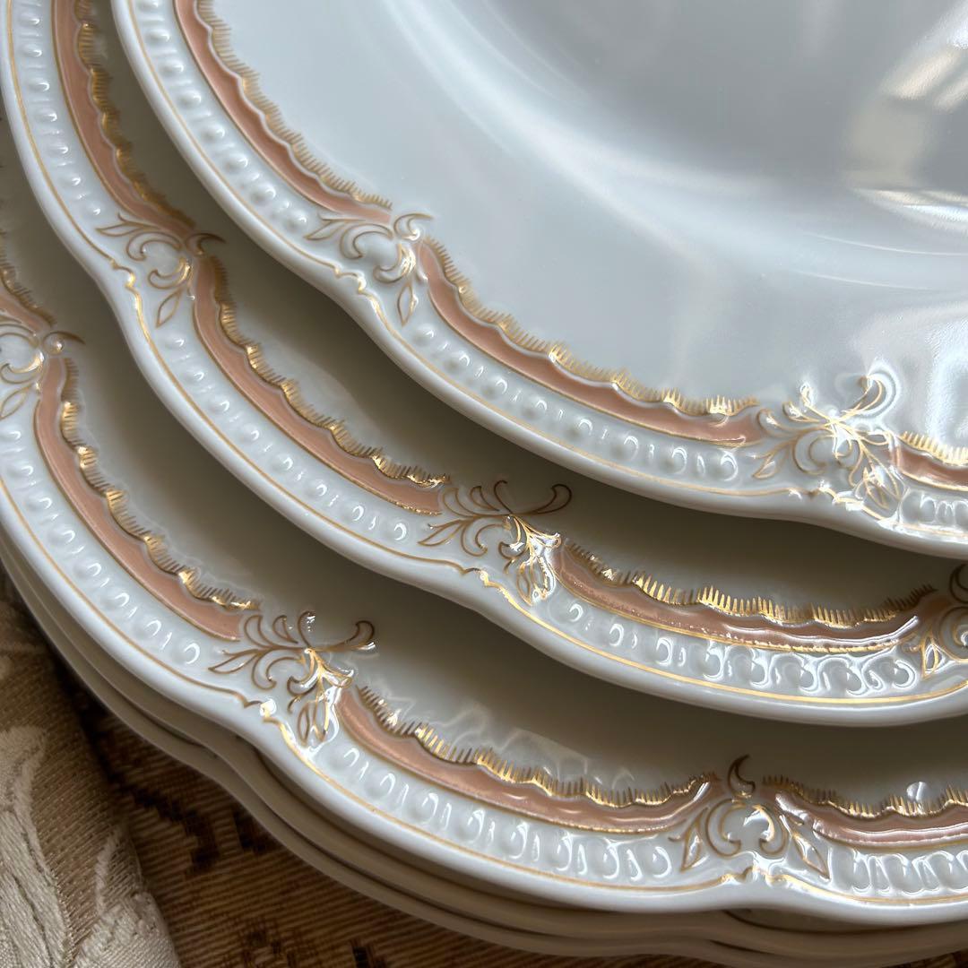新品ドイツ製 HUTSCHENREUTHER ペールピーチ美しいディナー皿 5枚