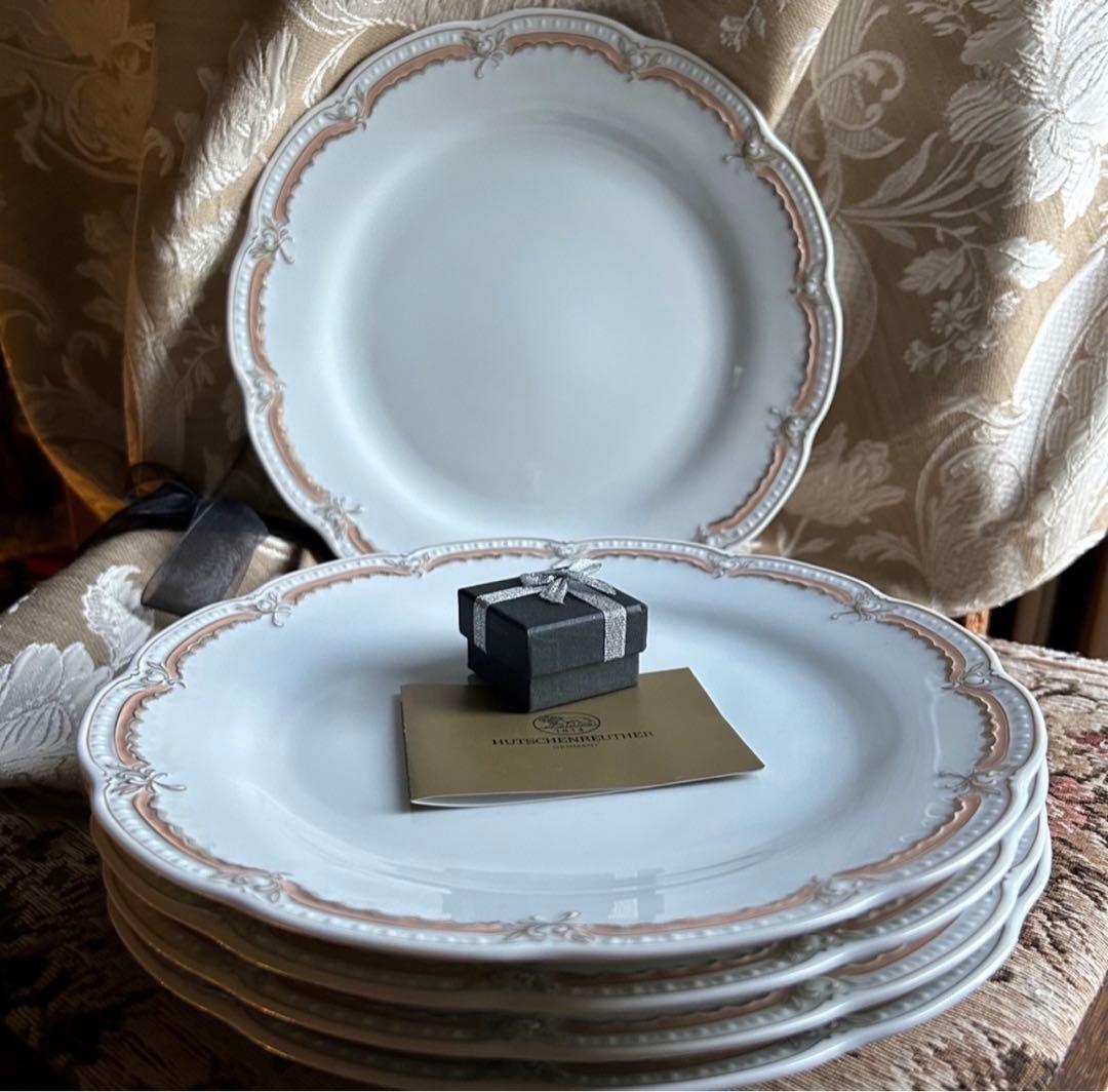 新品ドイツ製 HUTSCHENREUTHER ペールピーチ美しいディナー皿 5枚