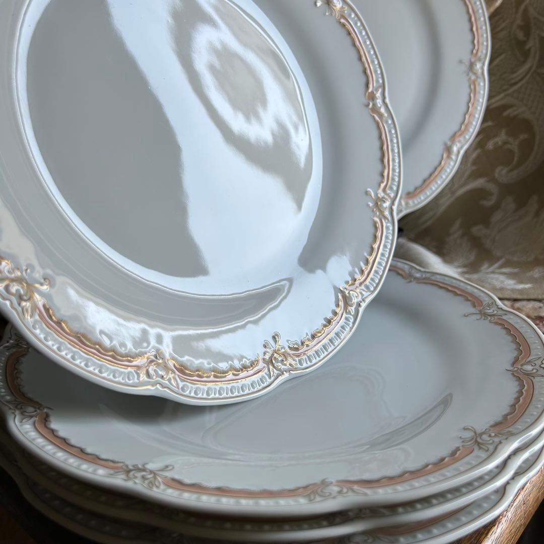 新品ドイツ製 HUTSCHENREUTHER ペールピーチ美しいディナー皿 5枚