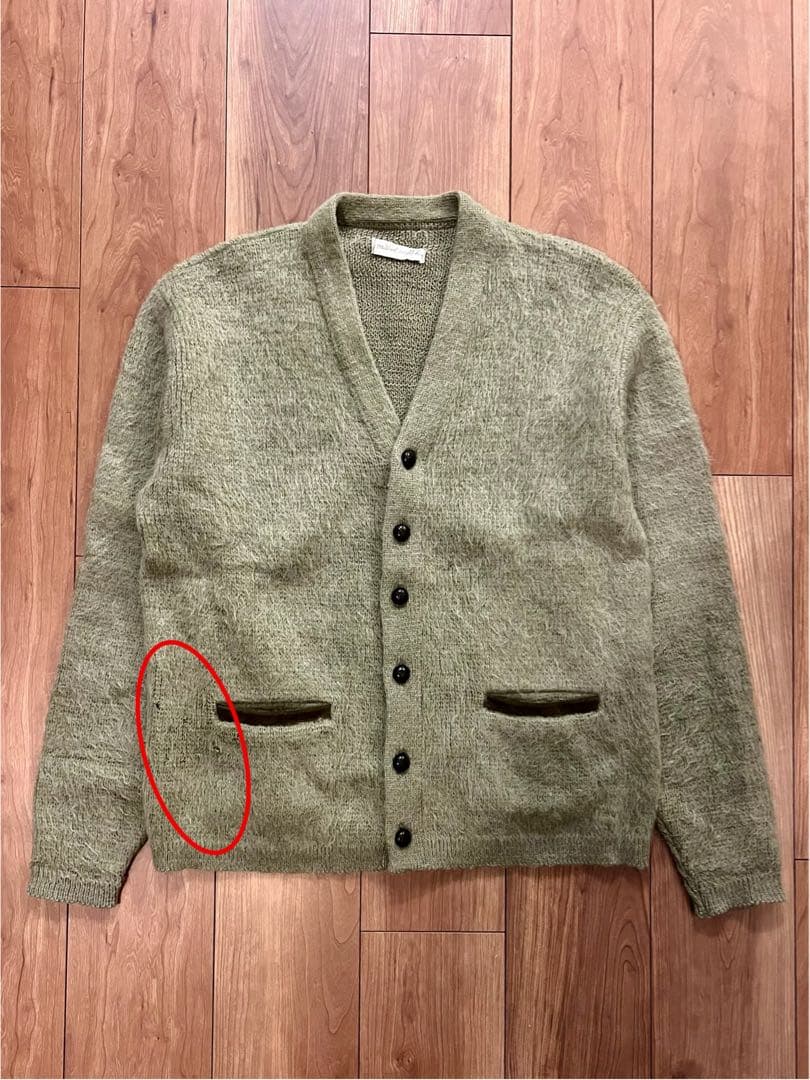 【60〜70s】ヴィンテージ モヘア混ウールカーディガン オリーブカラー