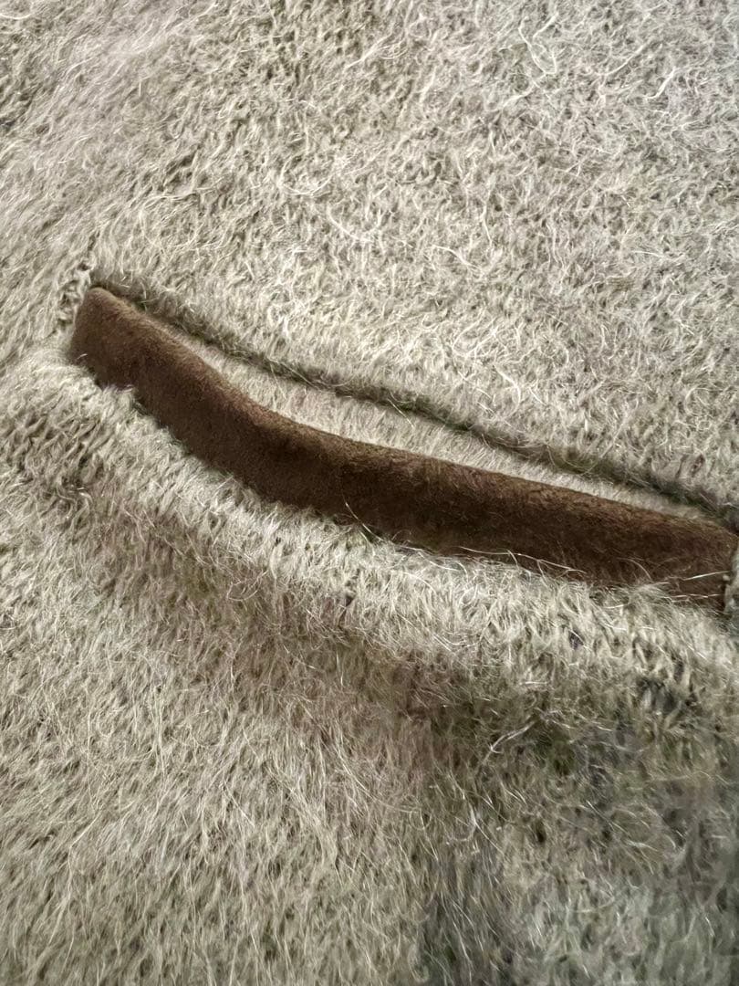 【60〜70s】ヴィンテージ モヘア混ウールカーディガン オリーブカラー