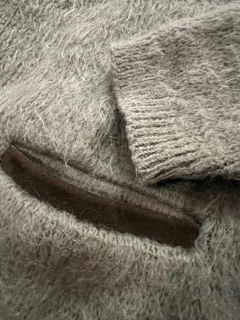 【60〜70s】ヴィンテージ モヘア混ウールカーディガン オリーブカラー