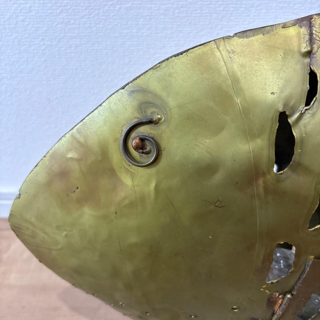 金属製 魚型置物 大型金属魚型懸垂式ろうそくランタン