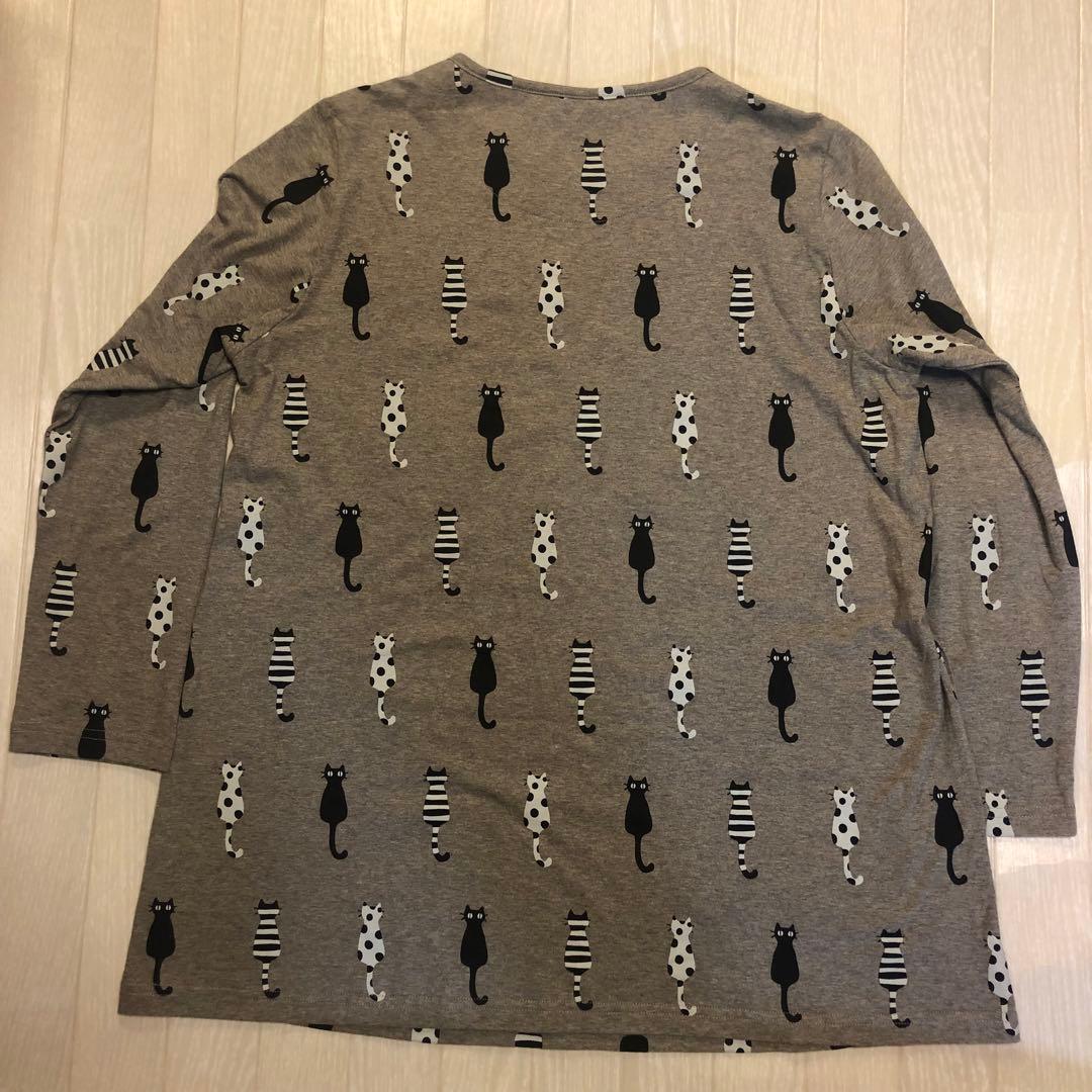 新品 ワコール アツコマタノ ルームウェア パジャマ M 猫柄 グレー系