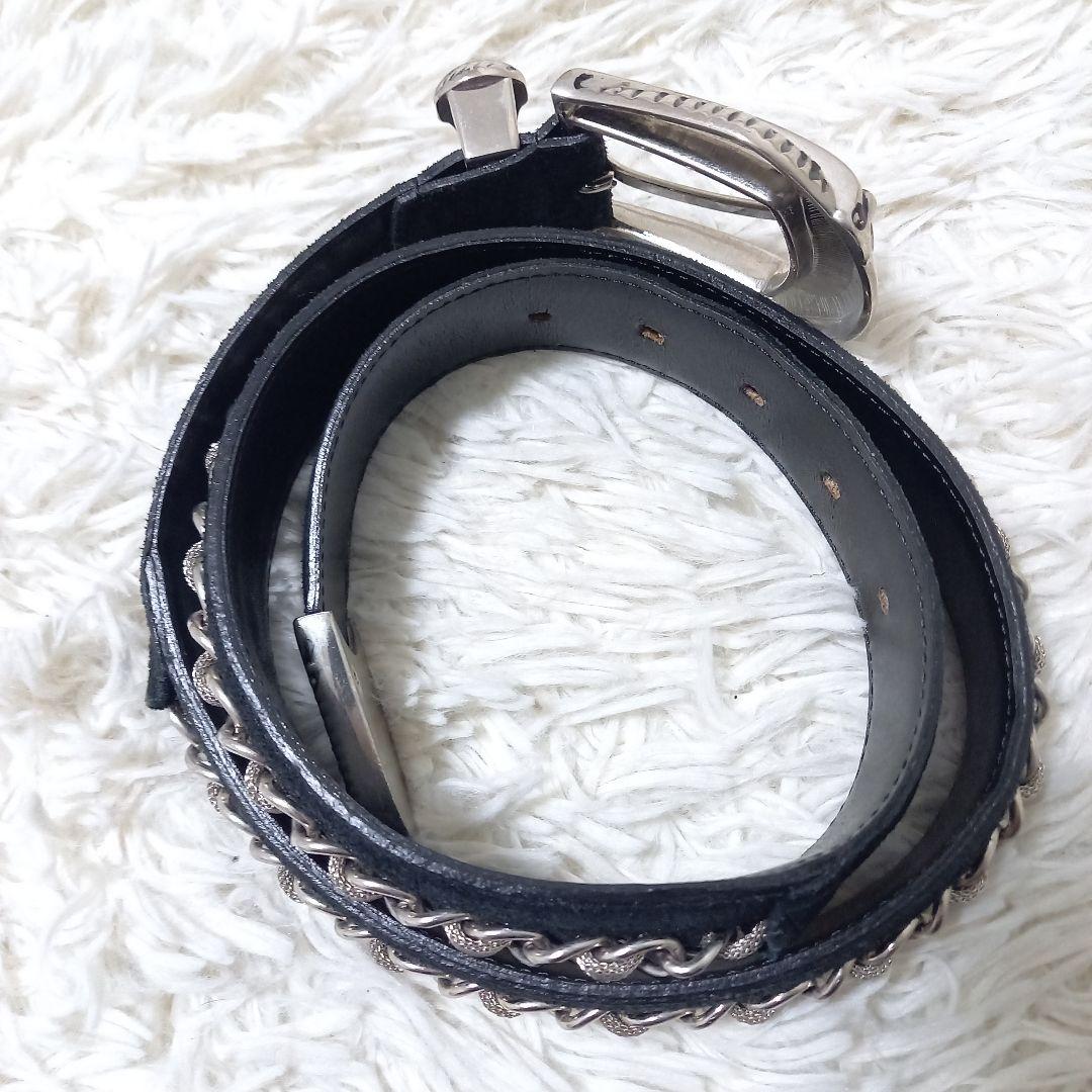 ●良品●　TORNADO MART　Y2K　チェーン　レザー　ベルト　シルバー