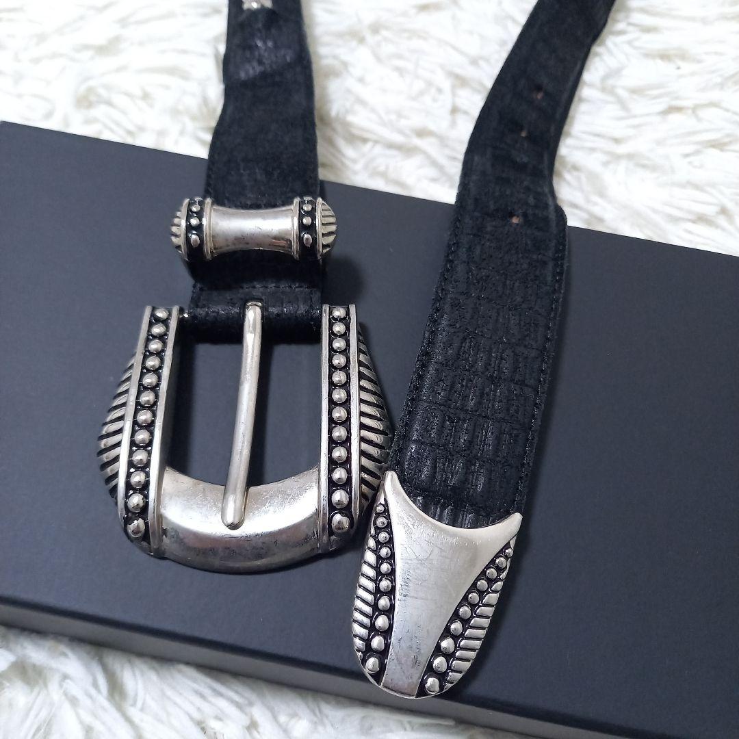 ●良品●　TORNADO MART　Y2K　チェーン　レザー　ベルト　シルバー