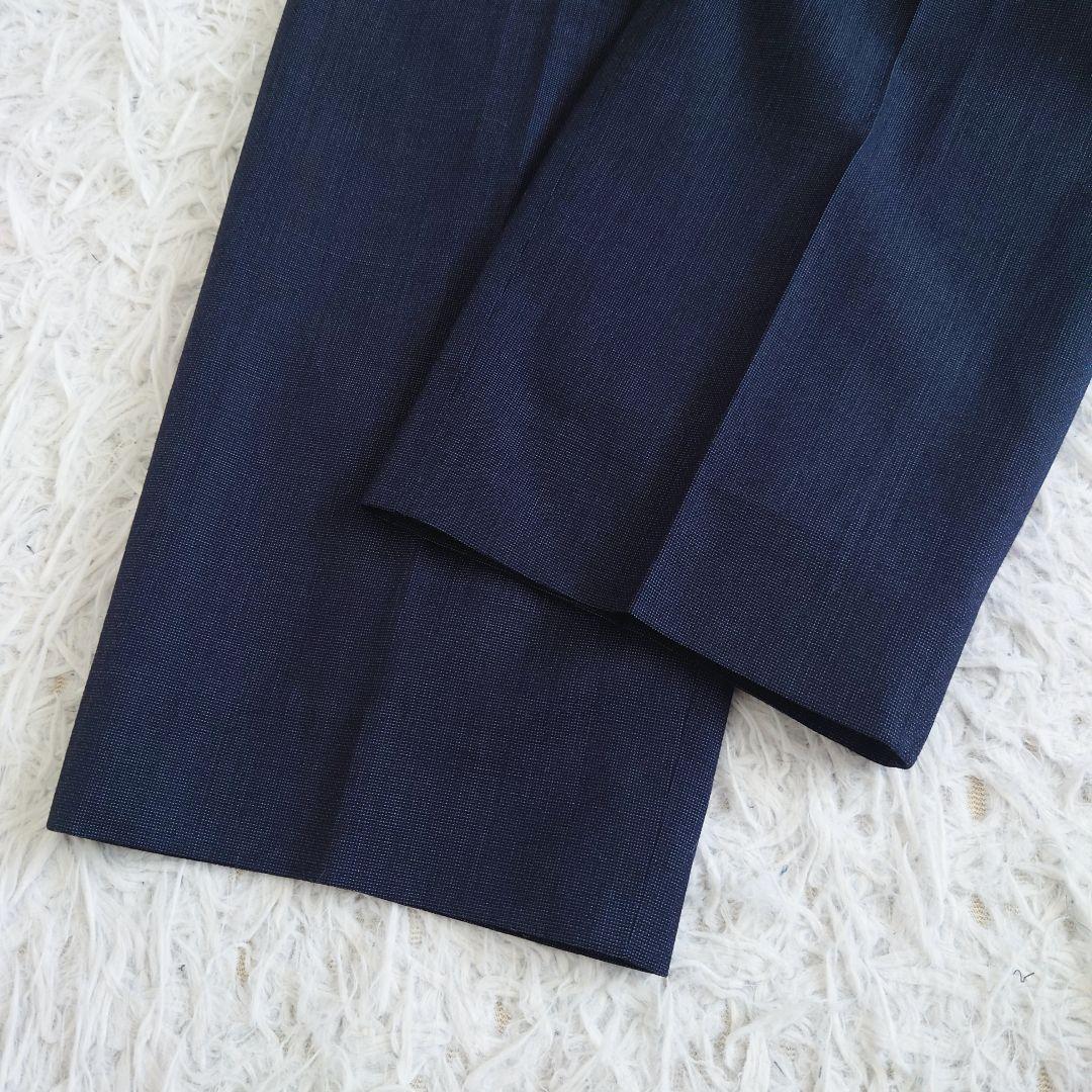 大きいサイズ　レミュー　パンツスーツ　ウォッシャブル　ネイビー　上11下13