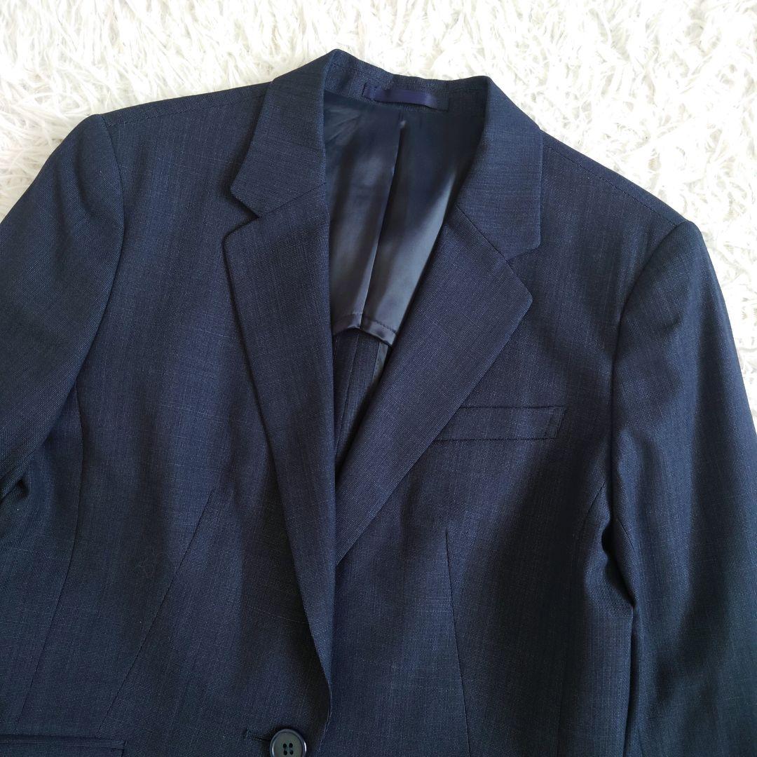 大きいサイズ　レミュー　パンツスーツ　ウォッシャブル　ネイビー　上11下13