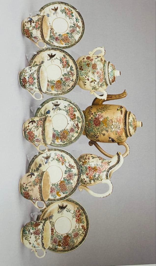 最終価格 明治 薩摩焼 京薩摩 9代帯山与兵衛 上絵金彩色絵草花文象耳付花瓶