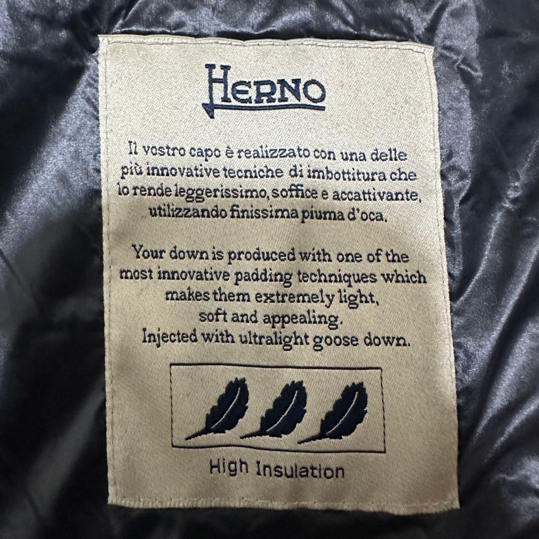 HERNO ダウンコート　ヘルノ　ブラック　タヌキファー　Aライン　ロング丈