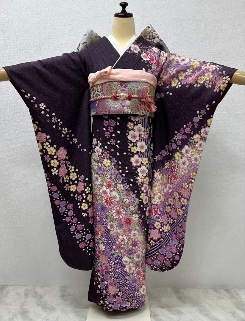 振り袖　フルセット　別誂長襦袢　薄紫　成人式　長尺袋帯　金彩加工　銀通し　743