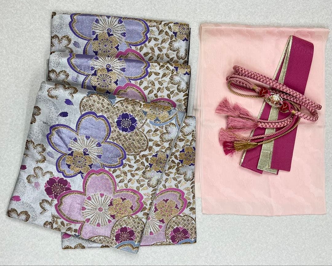 振り袖　フルセット　別誂長襦袢　薄紫　成人式　長尺袋帯　金彩加工　銀通し　743