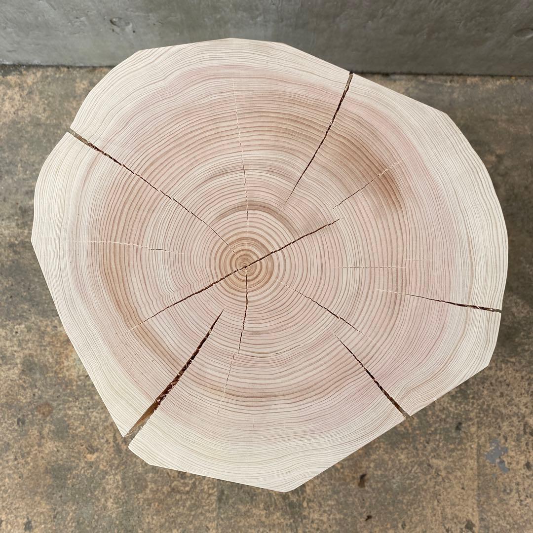 【ヒノキの切り株造形的スツール】 木 丸太椅子 オブジェ サイドテーブル