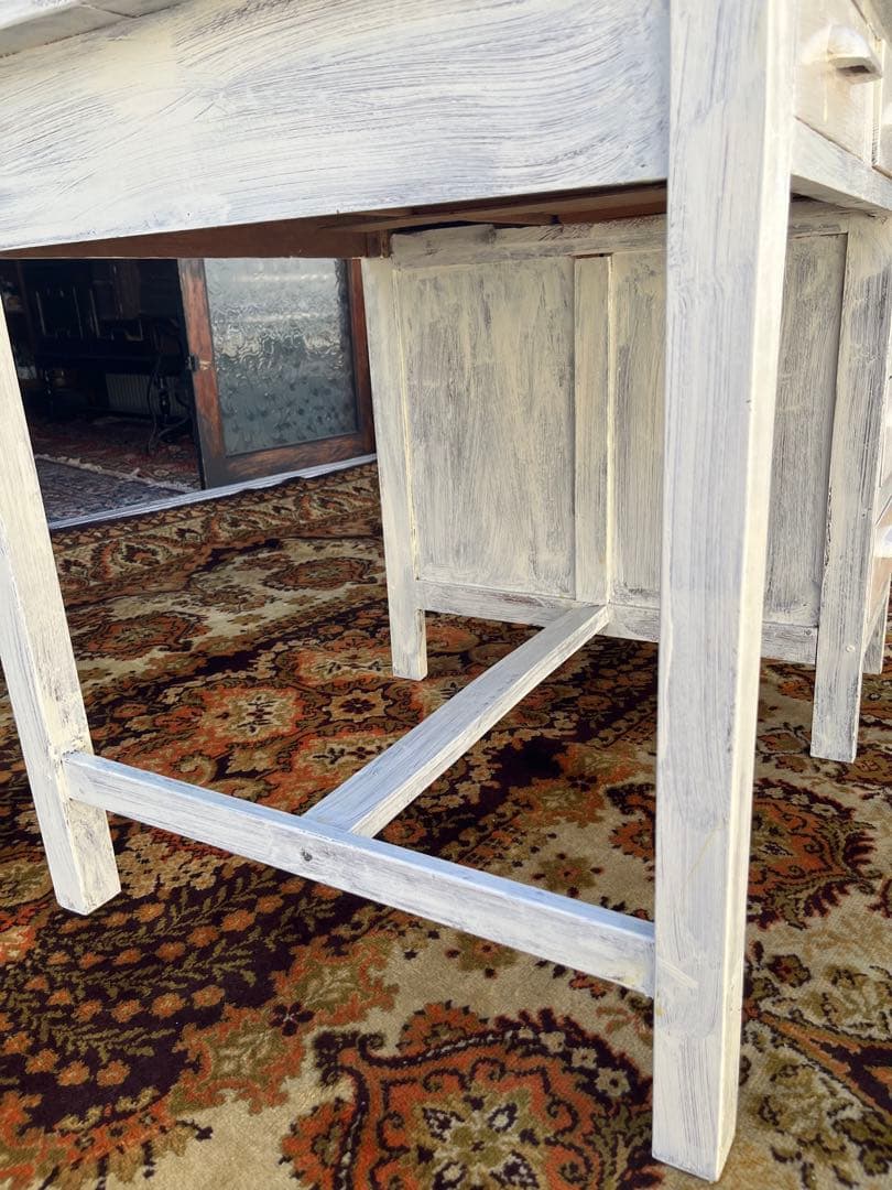 勉強机 学習机 デスク 事務机 昭和レトロ 当時物 インテリア 古道具 白