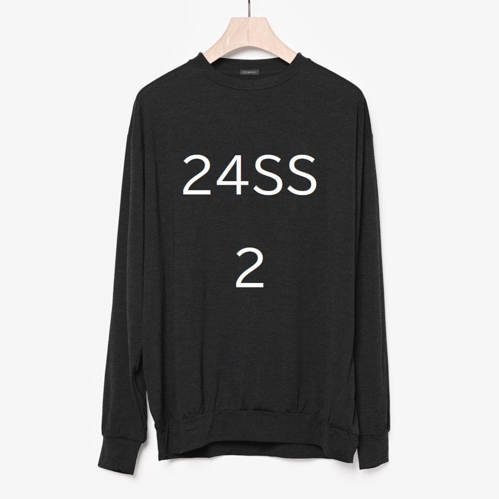COMOLI サマーウール長袖クルー チャコール 24SS 2