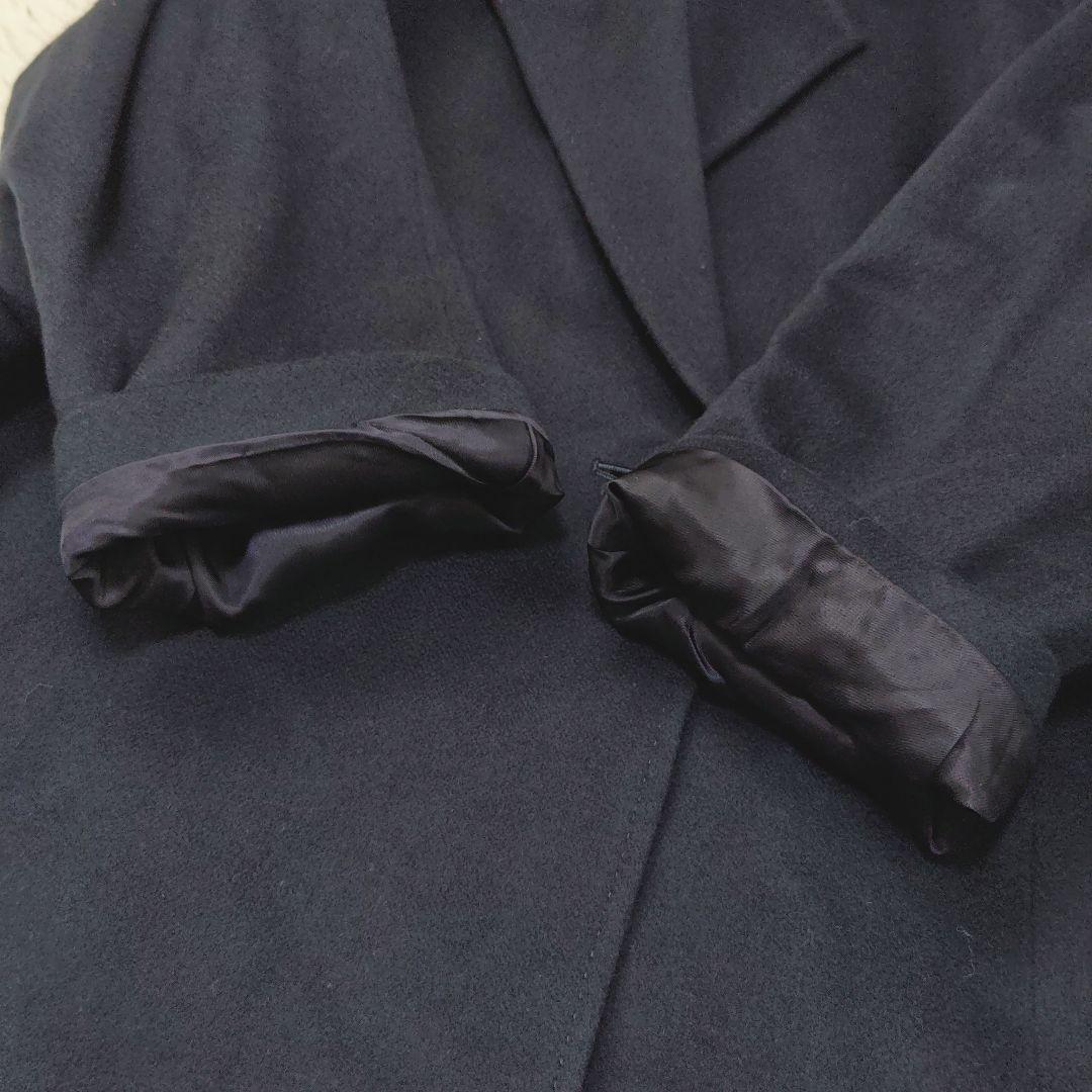 【カシミヤ100%】ダブルブレストロングコート エンチャリオット チェスター紺色