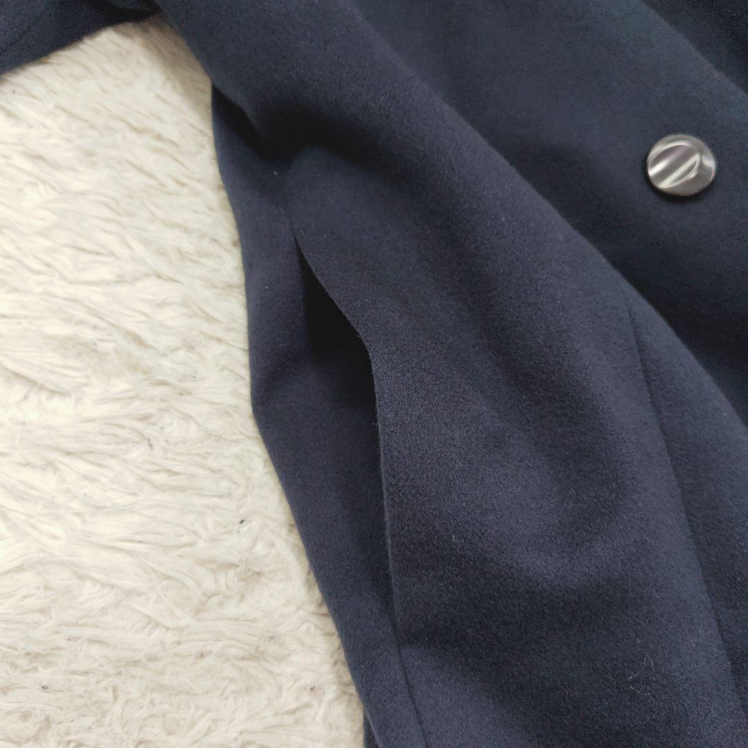 【カシミヤ100%】ダブルブレストロングコート エンチャリオット チェスター紺色