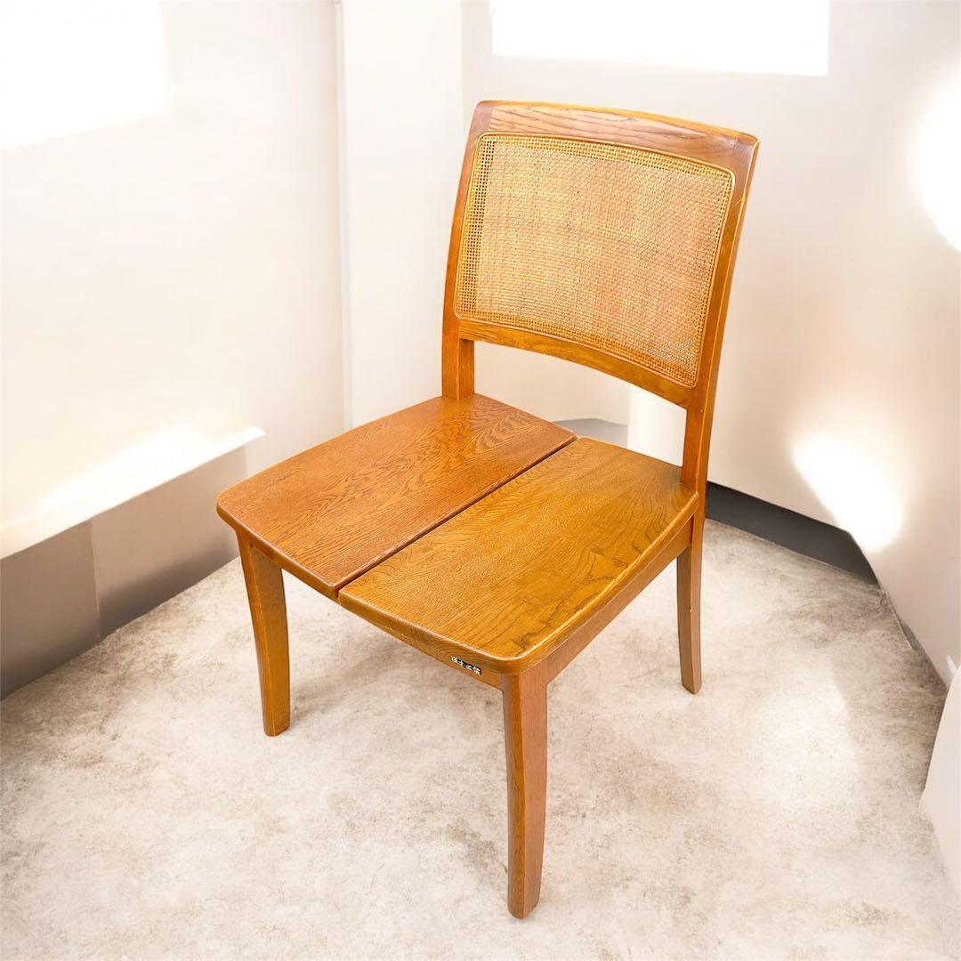 【希少】浜本工芸（HAMAMOTO）　籐張り　ダイニングチェア