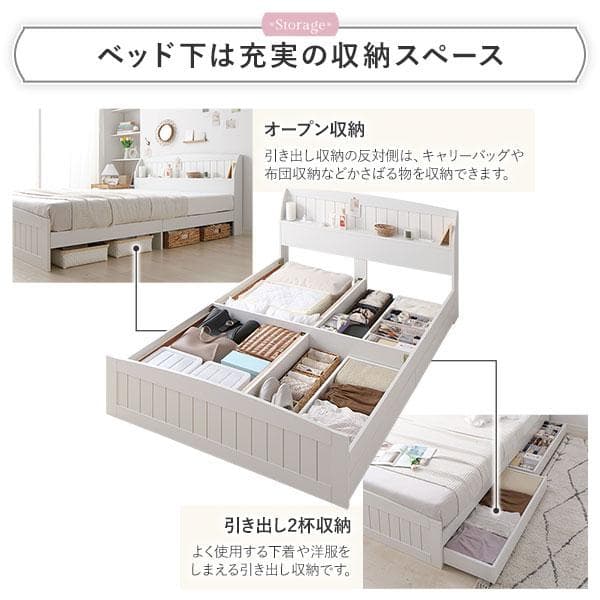 ベッド シングル ボンネルコイルマットレス付き ホワイト ds-2472973