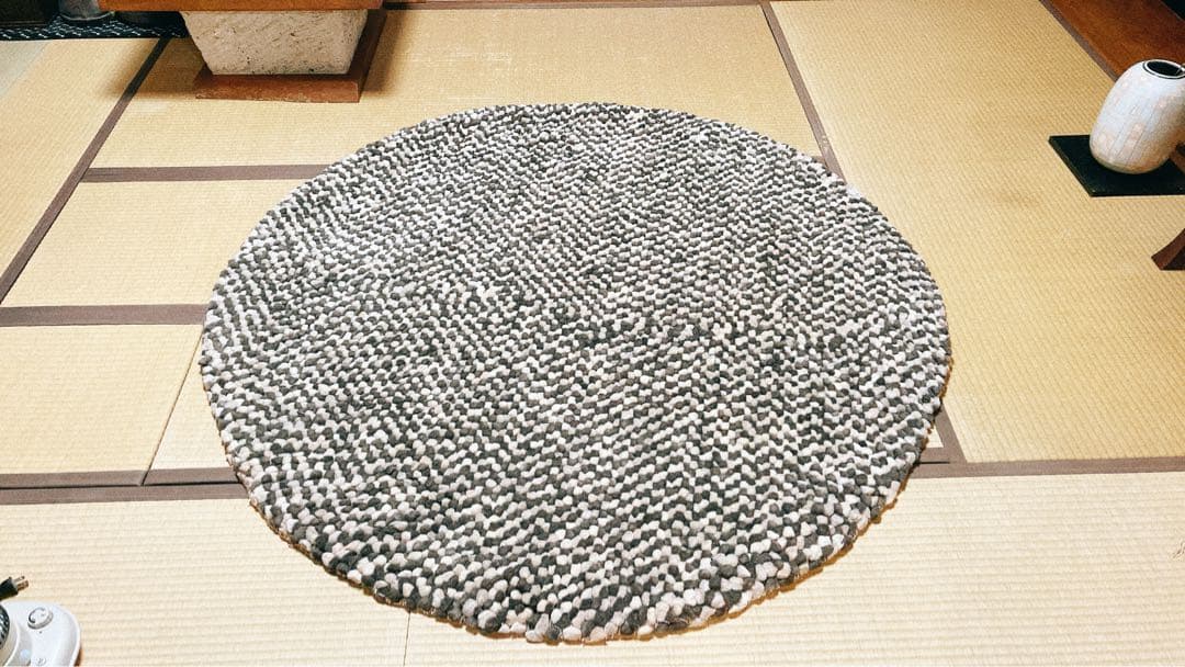 ウールラグ　円形　ブラウン 150φ　ボールラグ