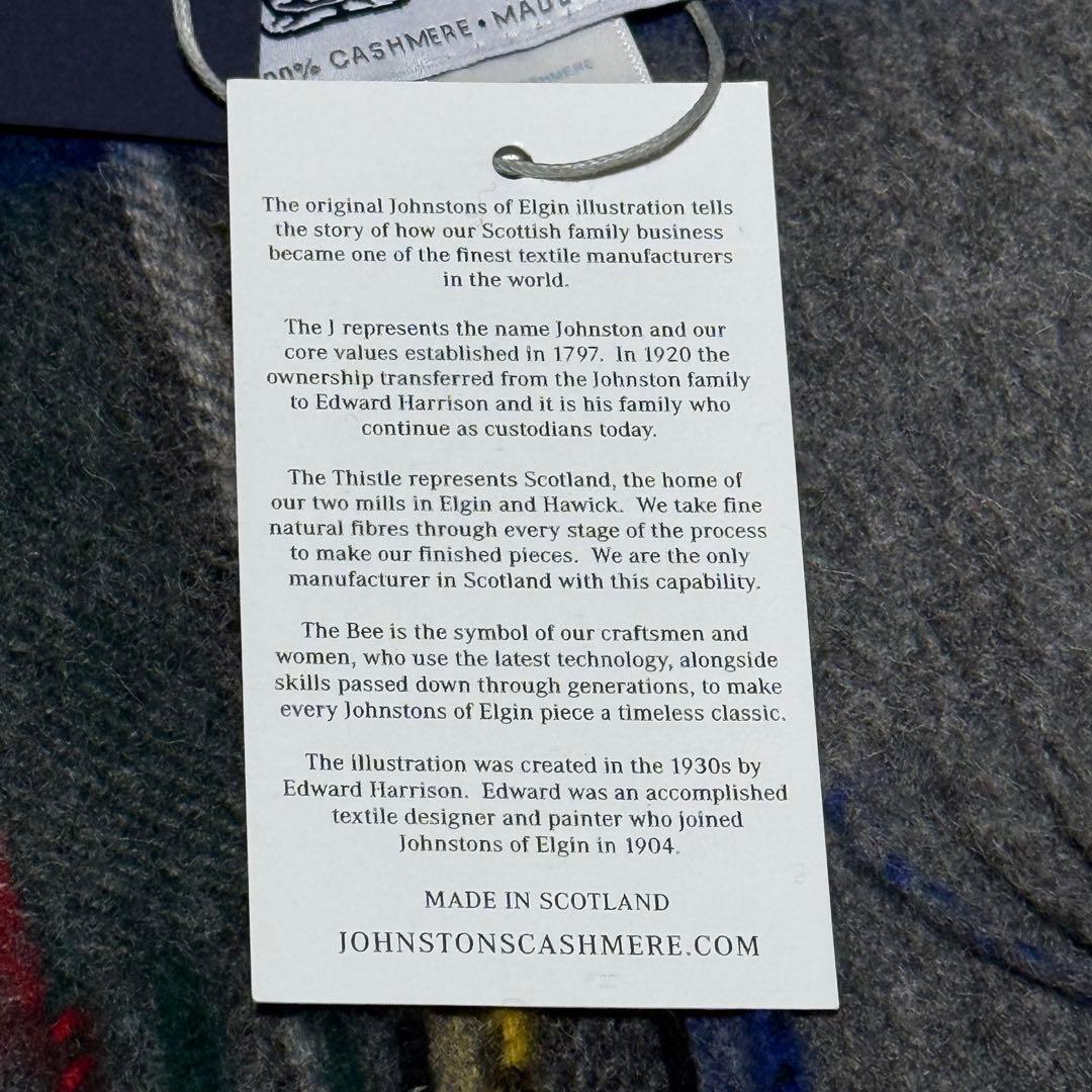 【新品同様】ジョンストンズ グレースチュアート カシミヤ100% ストール 大判