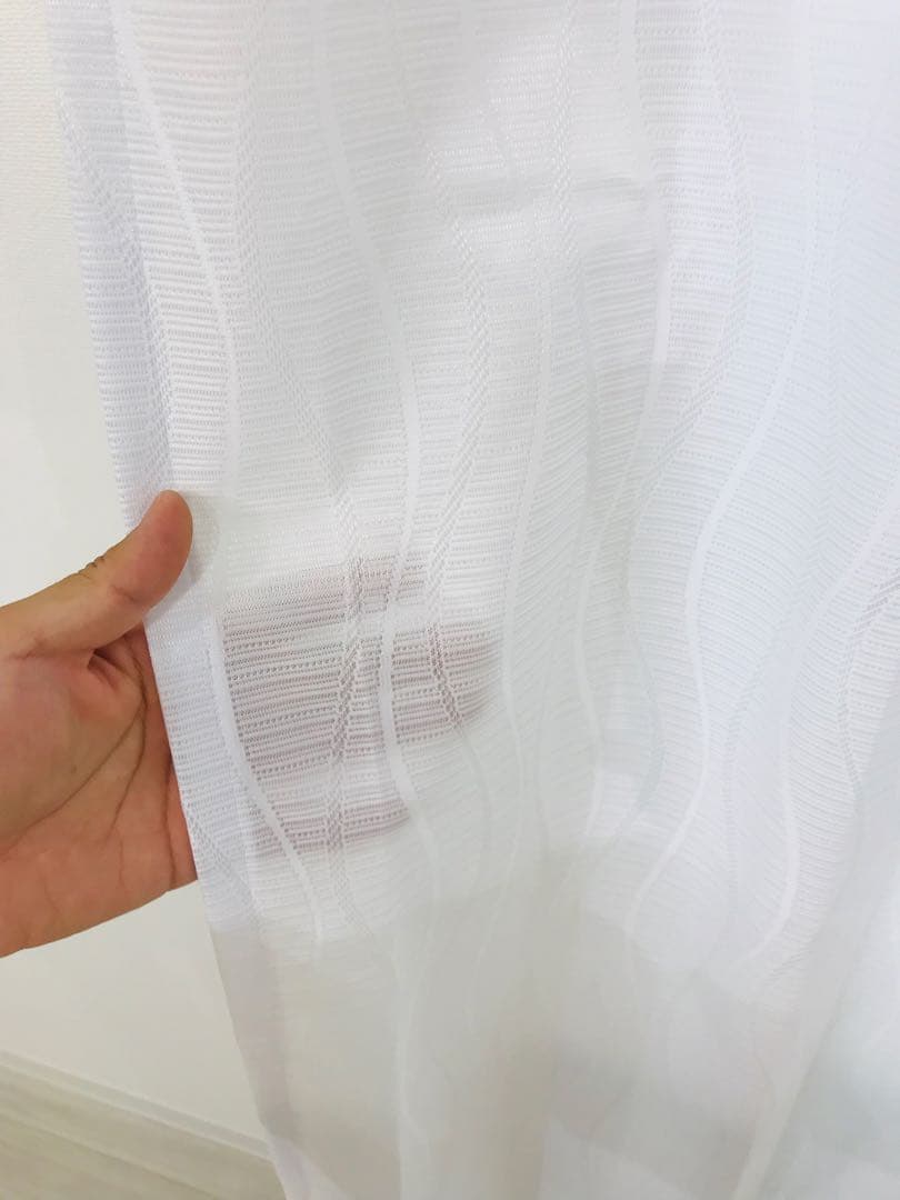 ☆チョコ　レースカーテン　ウェーブ　180㎝×133㎝　2枚