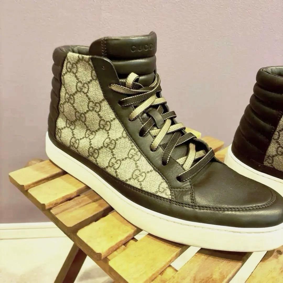 souさん専用グッチ GG スプリーム ハイカット スニーカー レザー 10