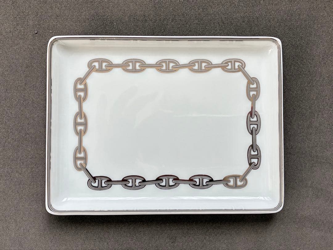 HERMES エルメス シェーヌダンクル スクエアプレート 角皿 箱付き