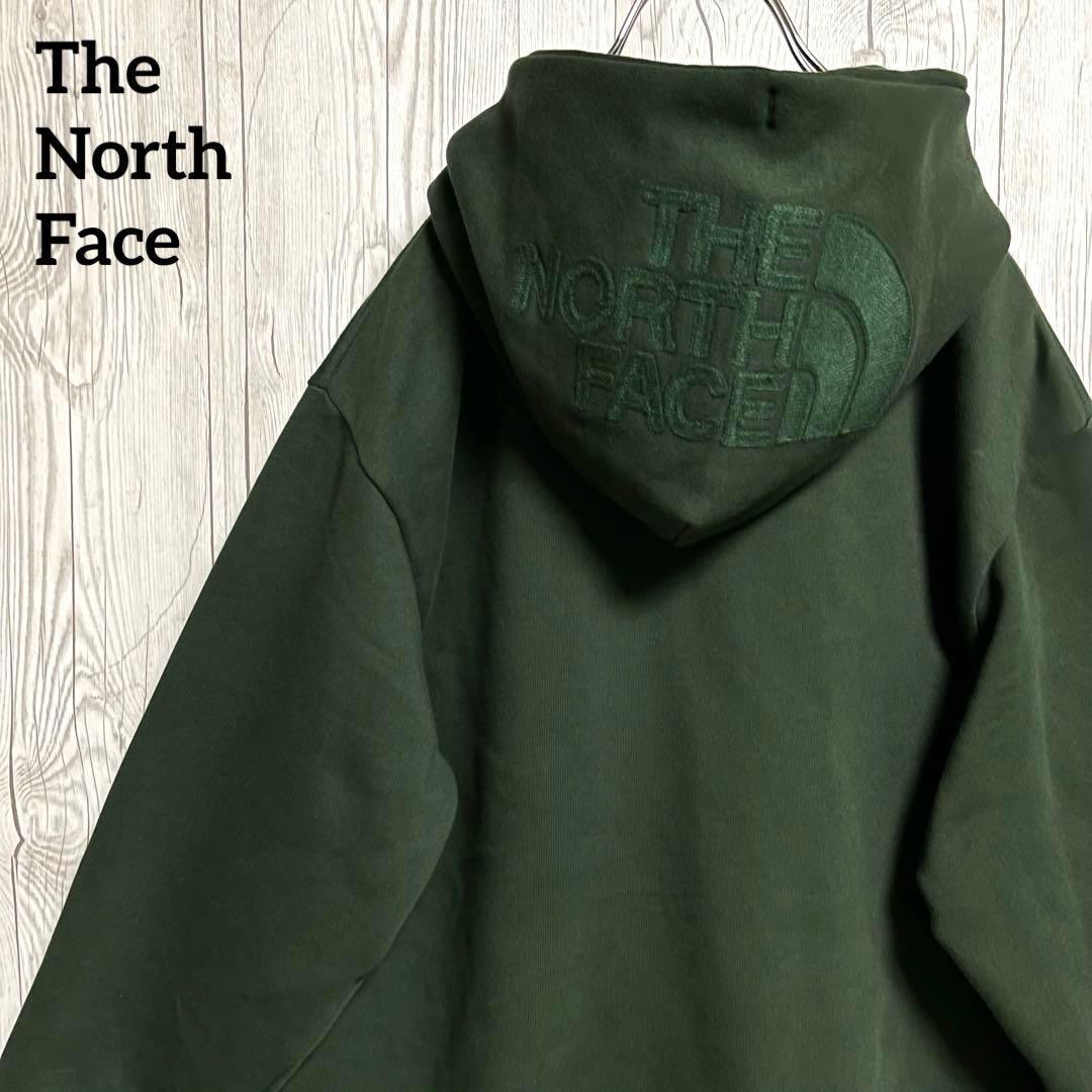 タグ付◆ノースフェイル　フーディジップスウェットパーカー　L　緑　フード飾り