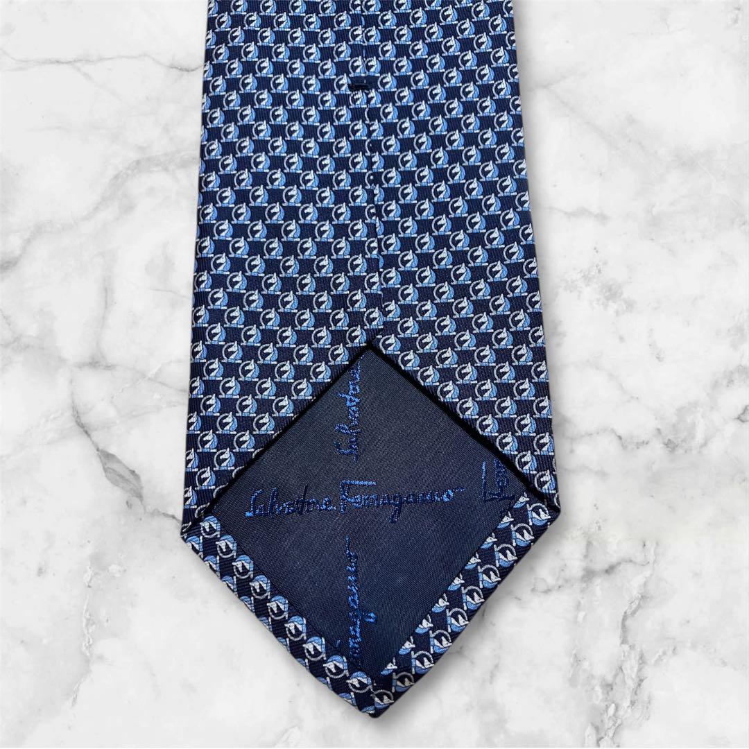Salvatore Ferragamo ネクタイ ネイビー系 幾何学模様　新品