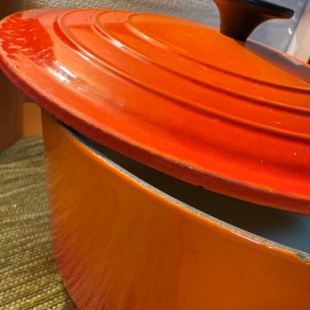 LE CREUSET ル・クルーゼ オレンジ 鋳鉄製 両手鍋 24cm
