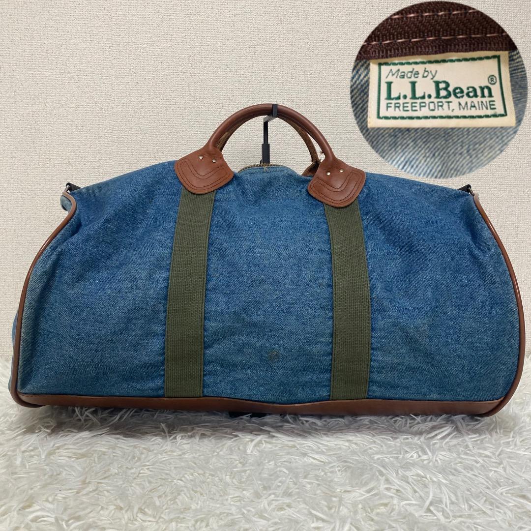 【希少】80s ビンテージエルエルビーン　デニム×レザー　ボストンバッグ