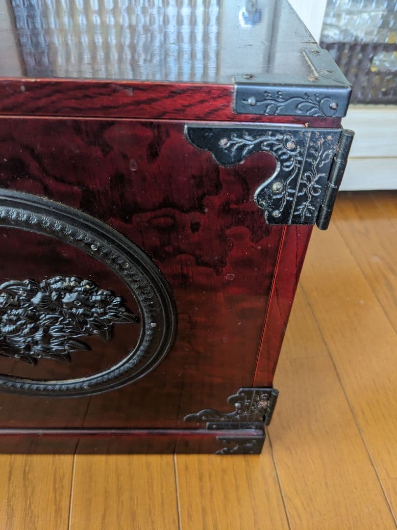 仙臺箪笥 舟箪笥 牡丹 欅 仙台箪笥 渡辺家具店 金具 漆塗り 小型引き出し