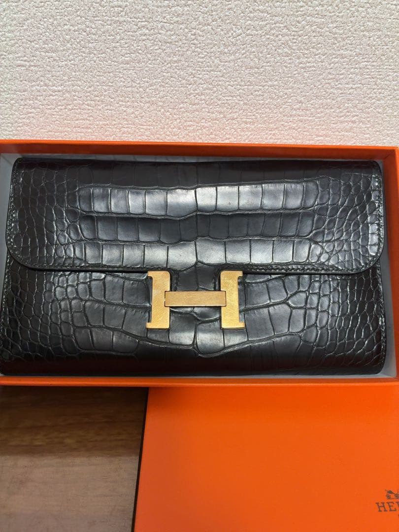 こいみん　正規品　HERMES クロコダイルレザー 長財布　①