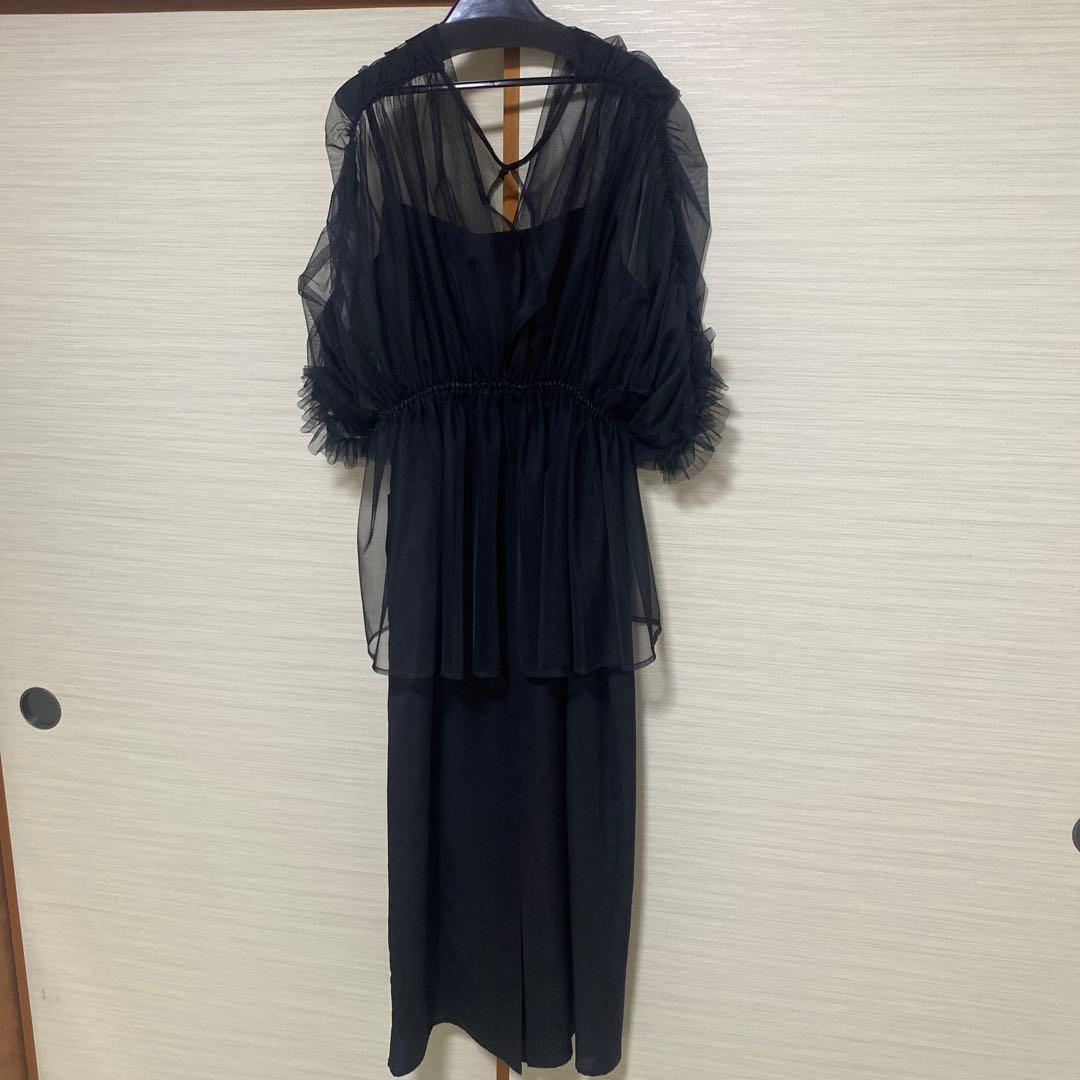 美品　Callarus デザインチュールトップス＋ロングワンピースドレス LL