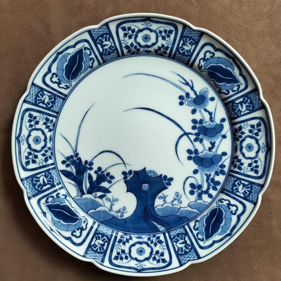 【肥前有田皿山】芙蓉手 波形皿 直径 27cm ヴィンテージ