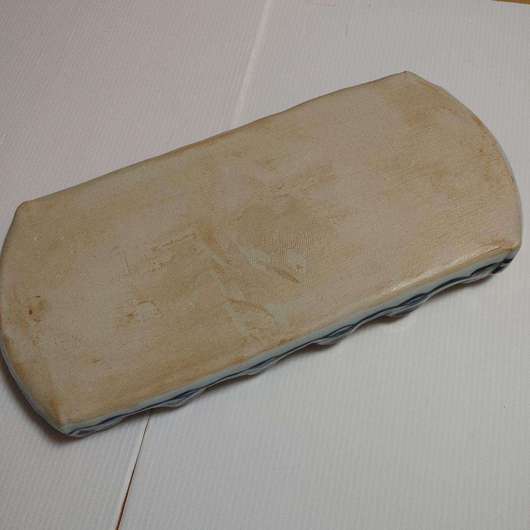 有田焼　福丈窯　山水　手描き　手捻り　長方形皿