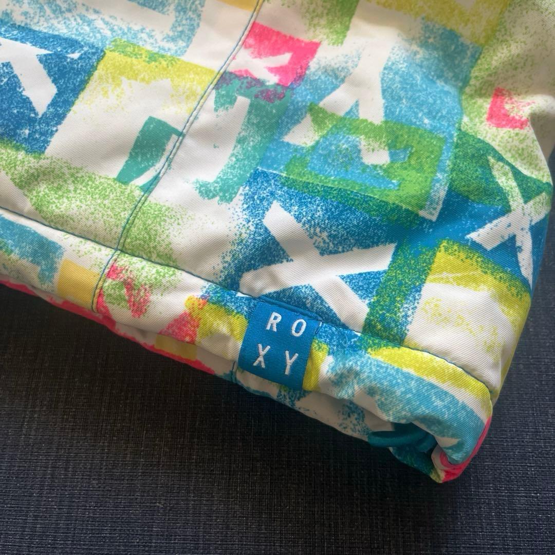 【美品】ROXYスキースノーボードウェア130140ピンク白キッズ青ジャケット