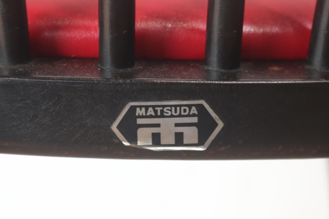 レトロ ダイニングチェア 椅子 食堂 木製 合皮 レザー 赤 松田家具 1