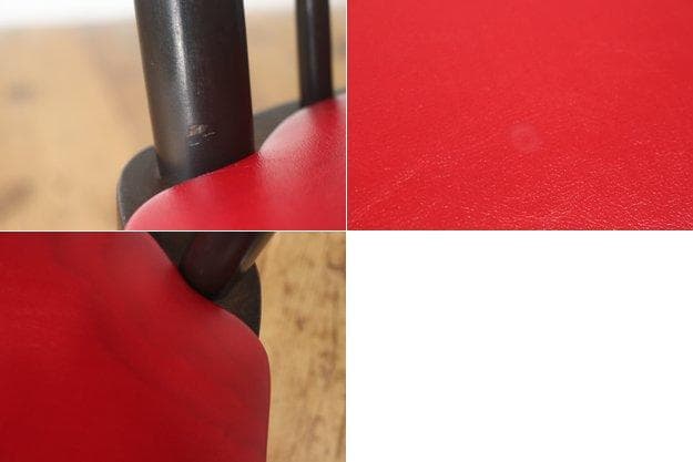 レトロ ダイニングチェア 椅子 食堂 木製 合皮 レザー 赤 松田家具 1