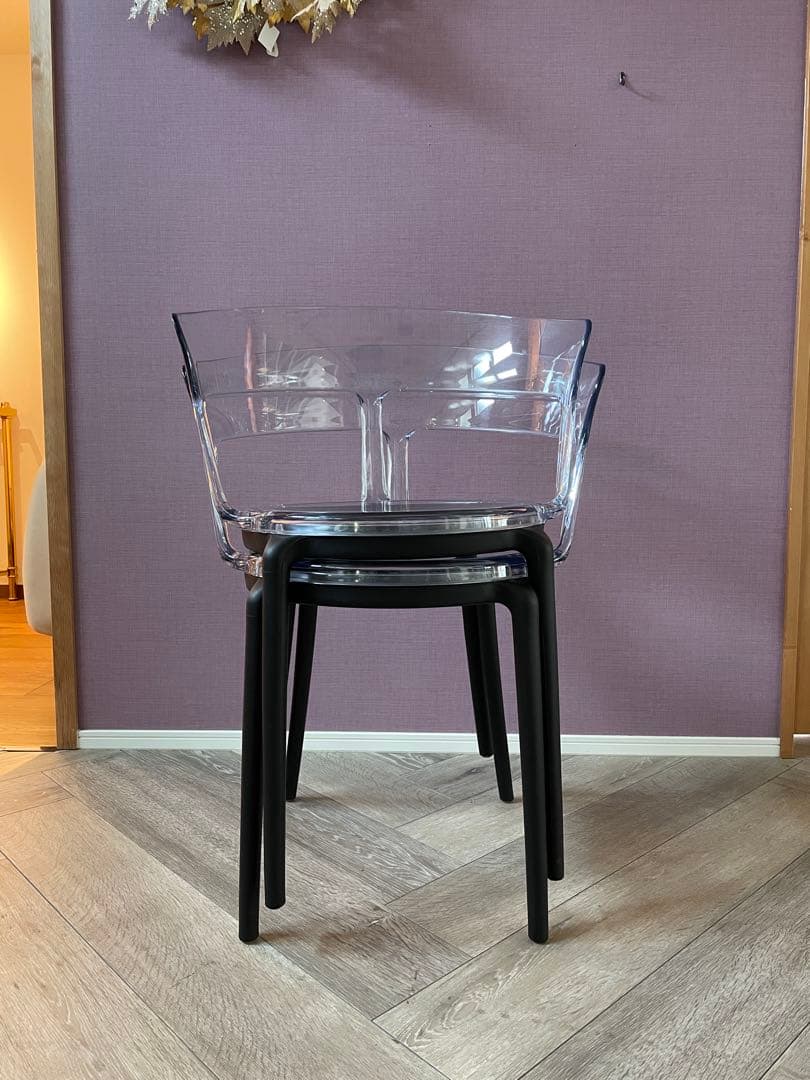 スモーク透明チェア2脚　展示品　　送料込み