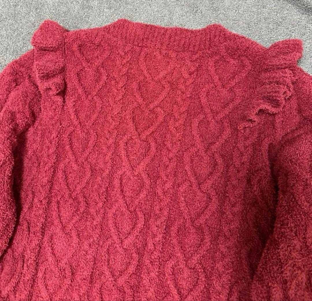 新品タグ付 gelatopique ジェラピケ フリル カーディガン 赤 ハート