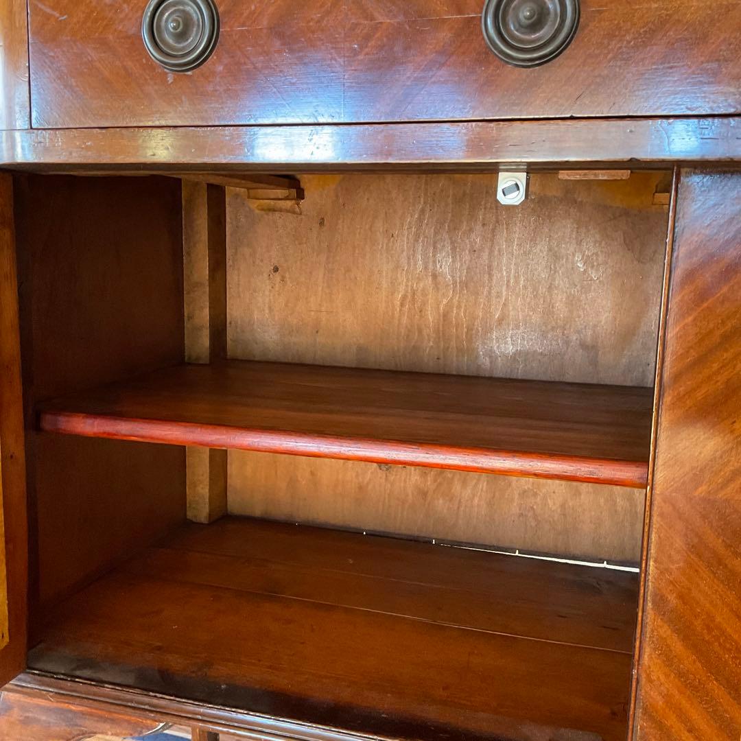 イギリス製 19世紀 アンティーク家具 ミラー付きキャビネット 猫足 約45万円