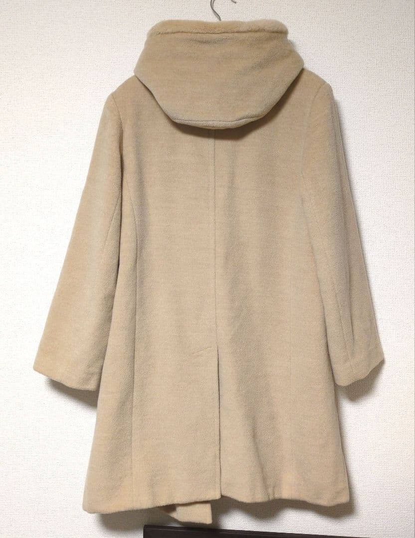 美品 MAX MARA 銀タグ ヌートリアファー フード付き ウールコート