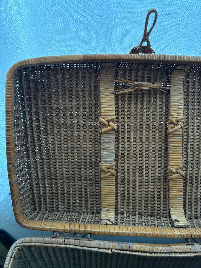 煎茶籠 大正 バスケット 籐編み アンティーク 古道具 籠 antique