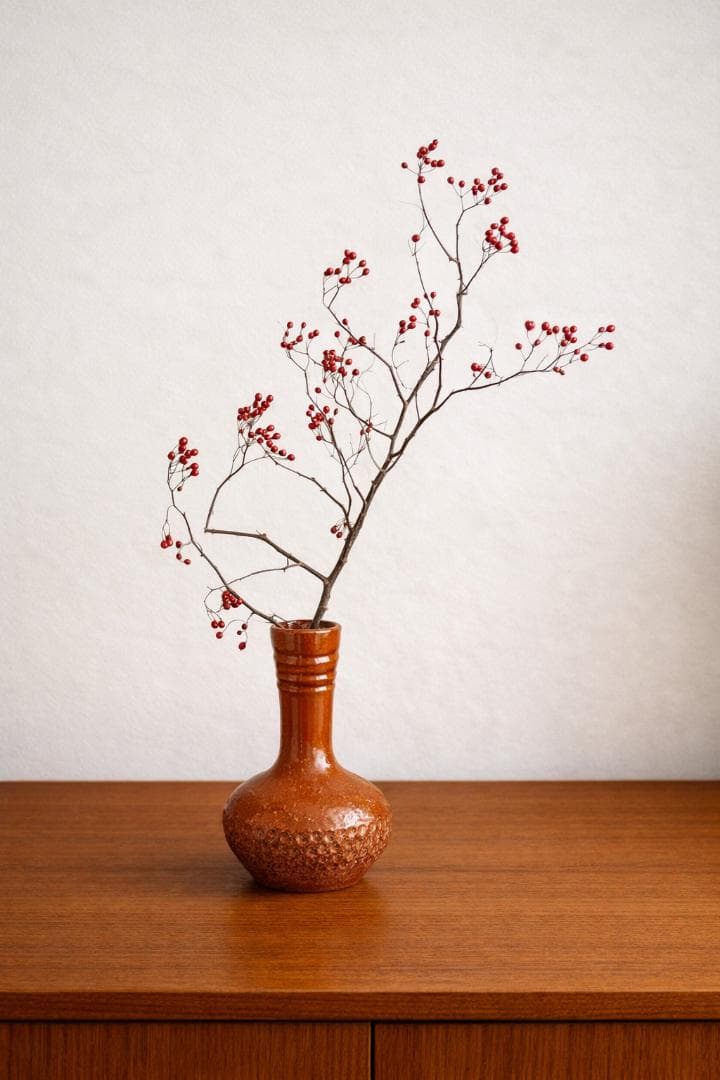 スペイン製アートポタリー／フラワーベース／ビンテージ／ミッドセンチュリー