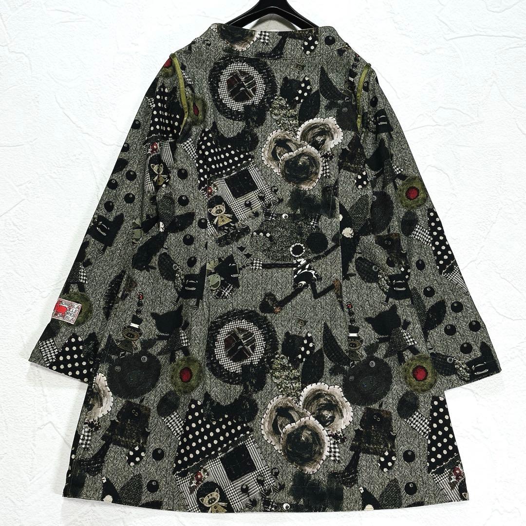 極美品✨アルベロベロ　リバーシブル　スプリングコート　ぶたさん　総柄　ノーカラー