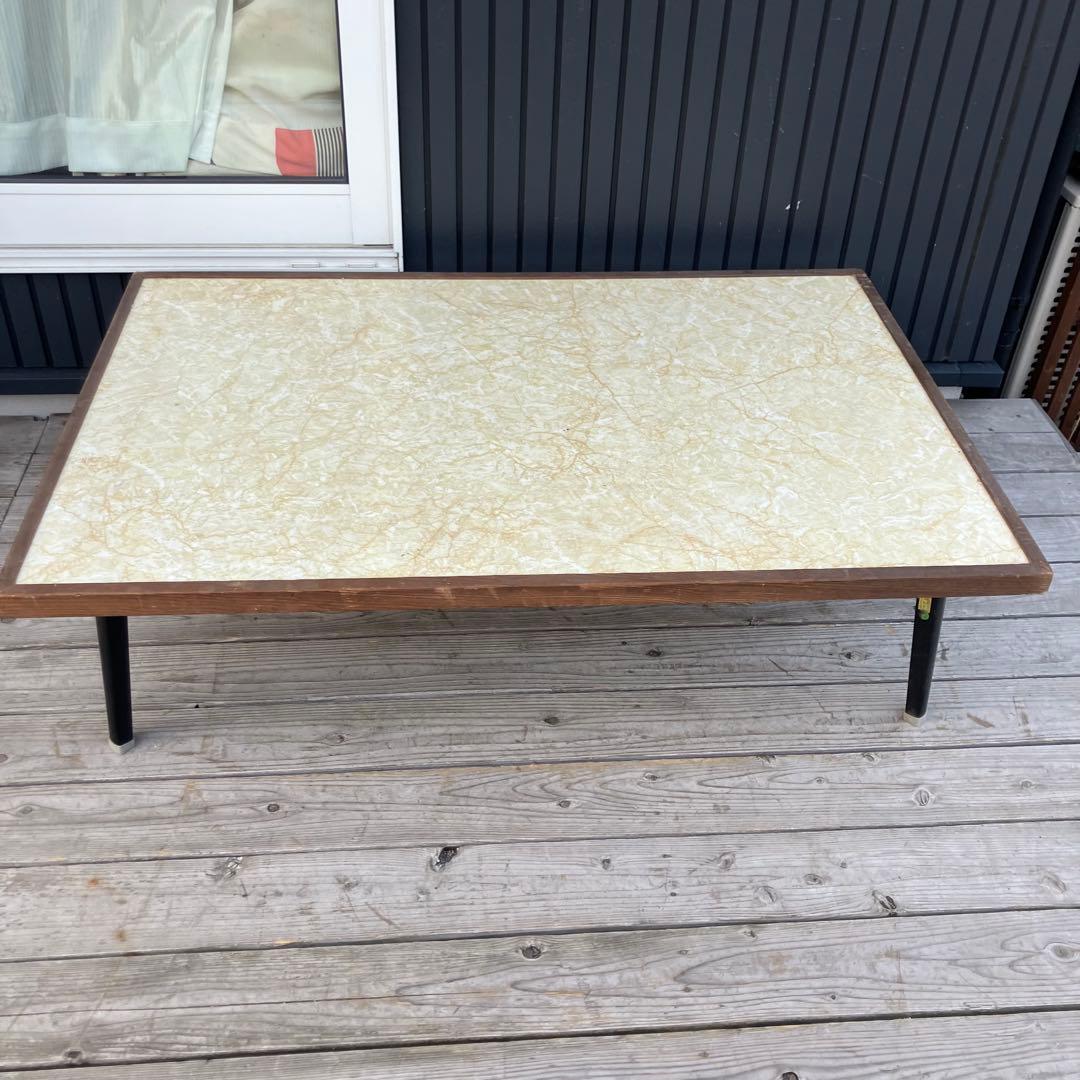 昭和レトロ 古家具 大理石柄 木製テーブル 折り畳み座卓 センターテーブル