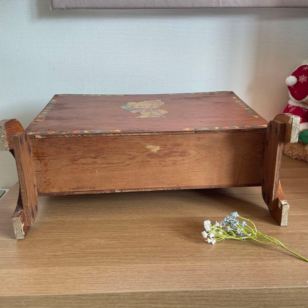 アメリカ購入　アンティーク　木製ラック レトロ　イラスト　本立て　ビンテージ